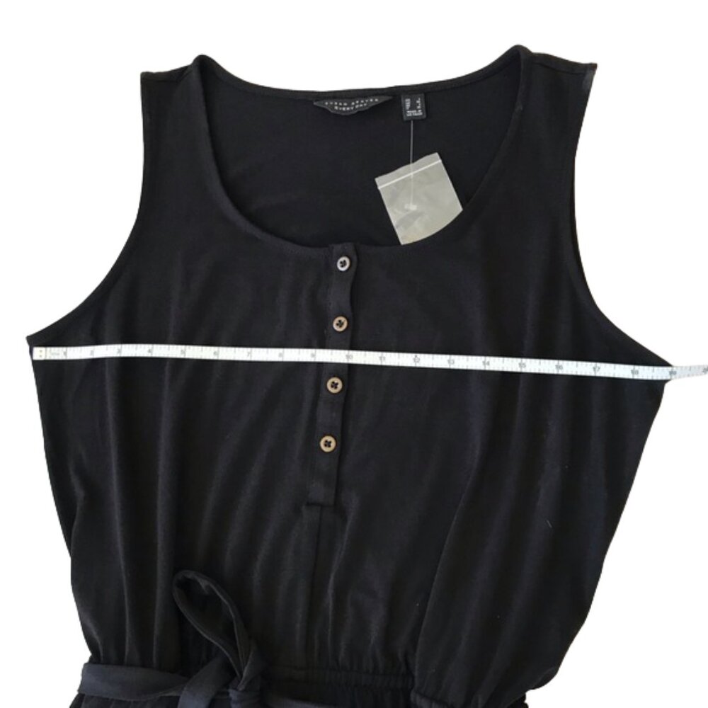 Susan Graver Liquid Knit Sleeveless Crop Jumpsuit Black Wide Leg Pockets Size L - Picture 4 of 8